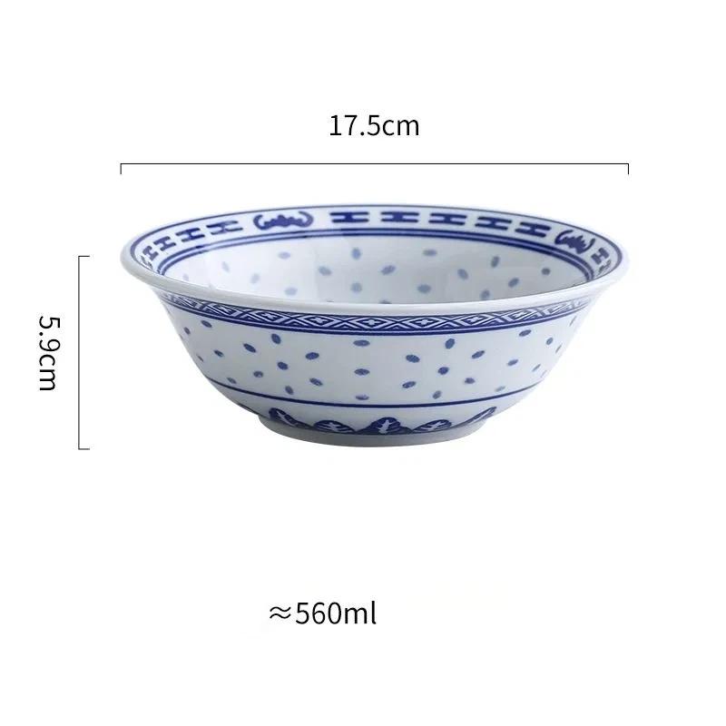 Набор пиал с драконами из сине-белого фарфора – Керамические тарелки для риса и супа с лапшой, подглазурная роспись