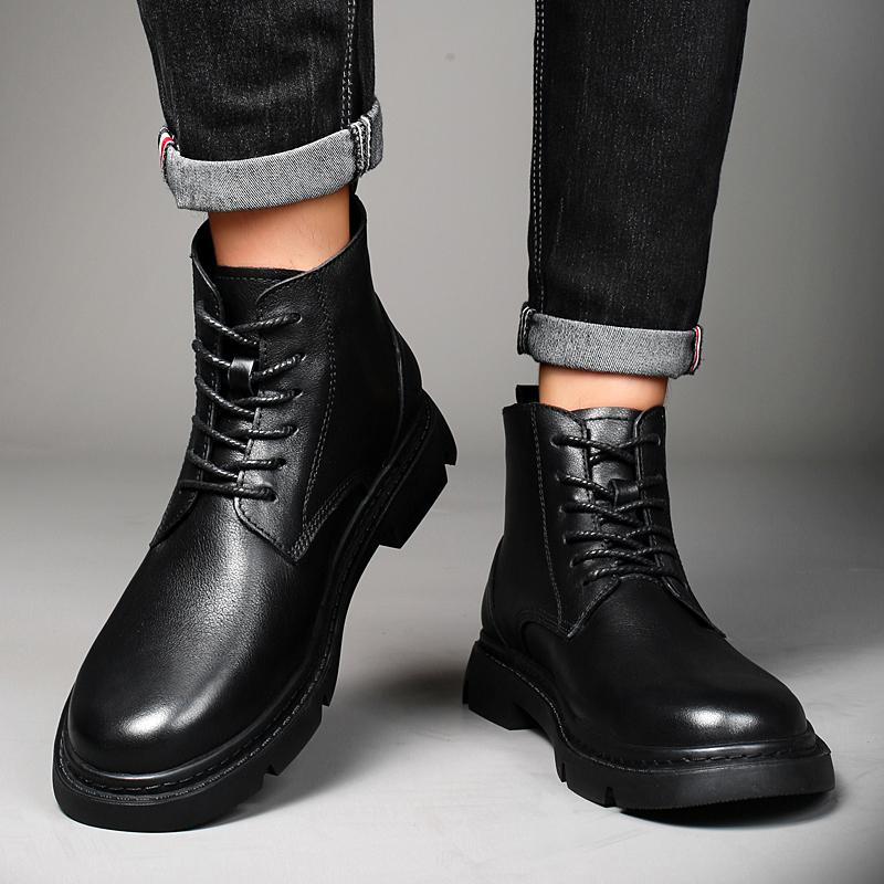 High Quality Men's Boots Winter Plus Velvet Leather Shoes Fashion Cotton Shoes Fashion Ankle Boots Business Casual Outdoor Shoes