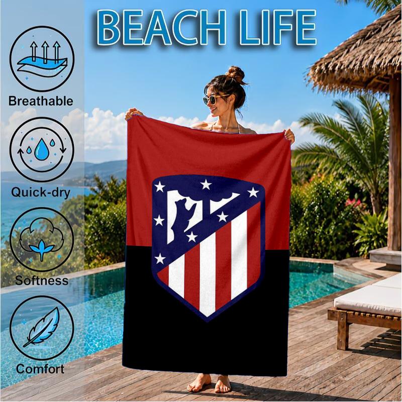 Atletico Football Club Printed Microfiber Beach Towel, Soft And Absorbent, Quick-Dry, Ideal for Summer Travel, Beach Essential, Swimming Pool