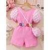 2-7Y Children's Bubble Sleeve Bodysuit Crossed Back Bodysuit Children's Short Sleeve