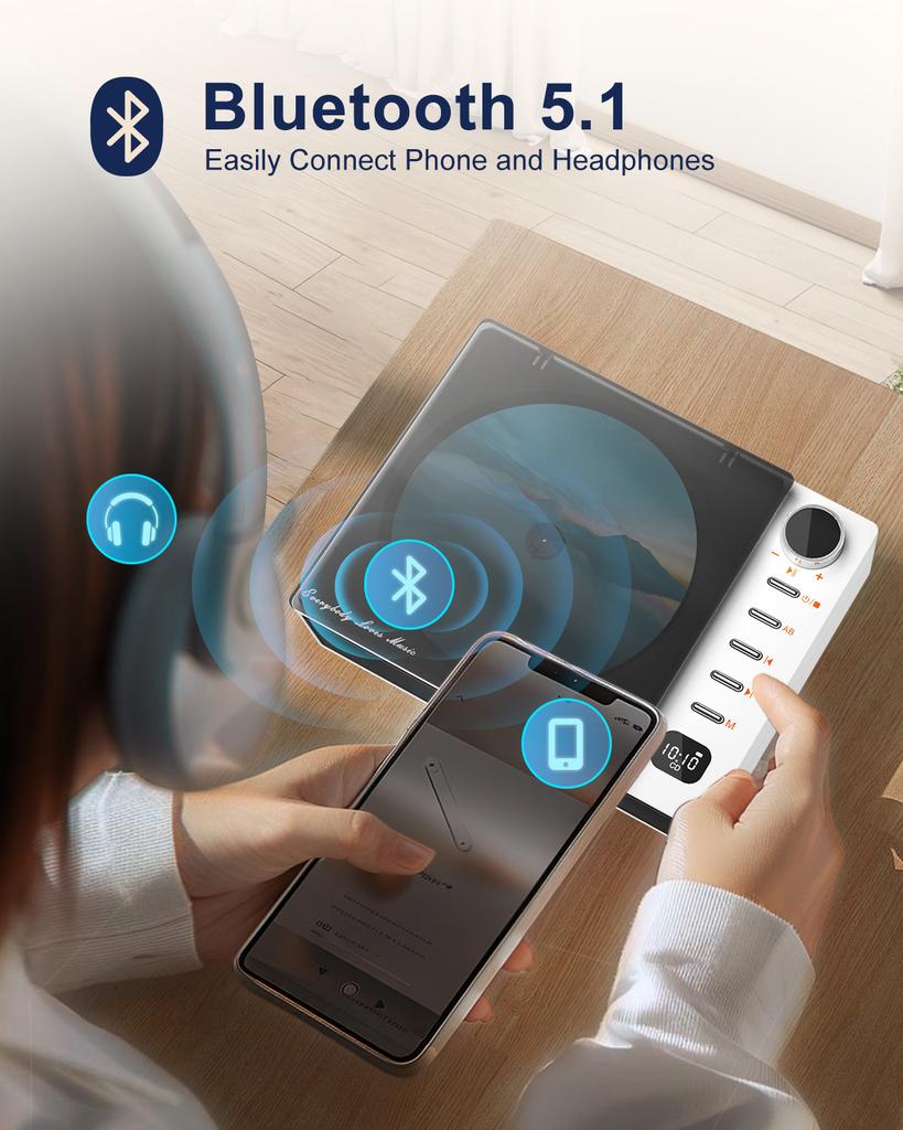 Hot Professional CD Player Built-in Speakers Stereo with 3.5 Mm Headphone and Remote Control LED Screen Bluetooth/U Disk Players