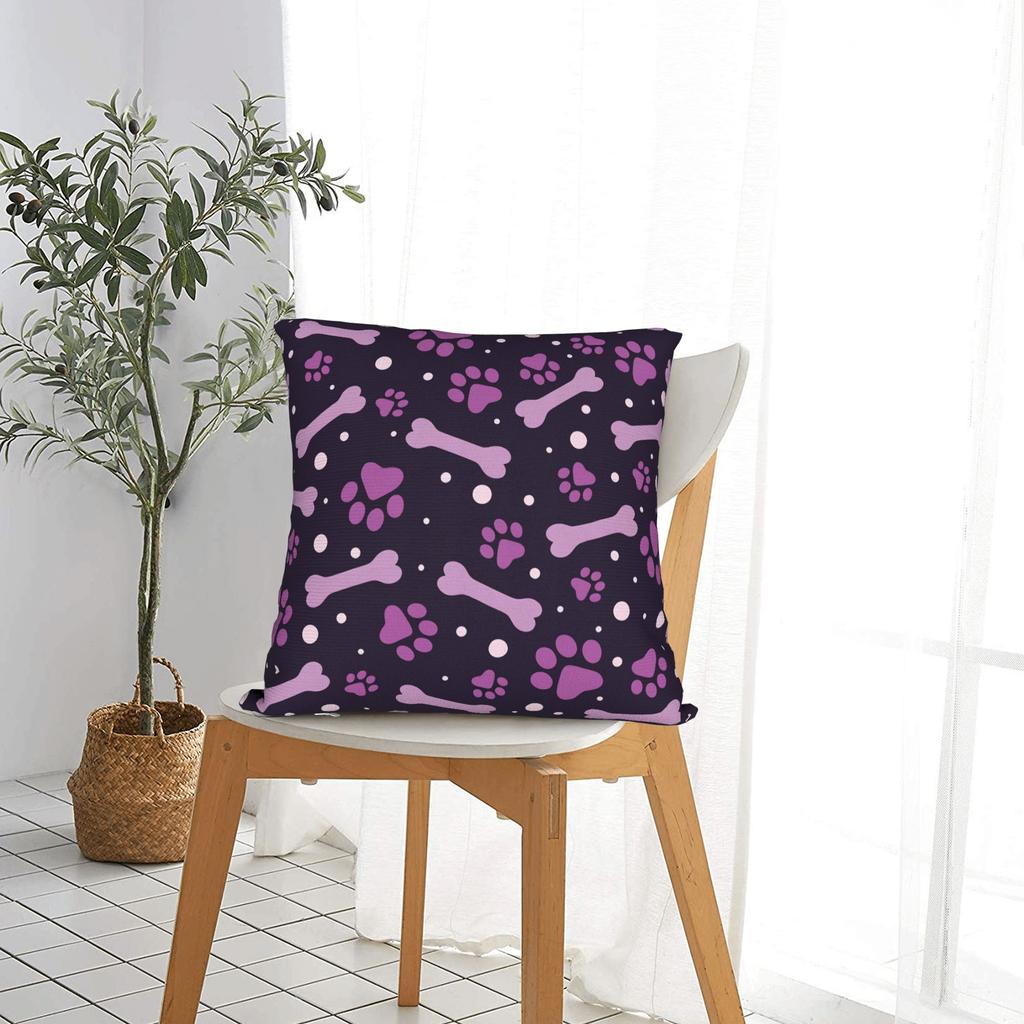 Colorful Paw Print And Bone Pillowcases Fashion Pillow Case For Sofa Bedroom Home Decor Comfy Pillow Cover