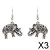 3xВинтажные серьги из тибетского серебра с подвесками в виде слонов