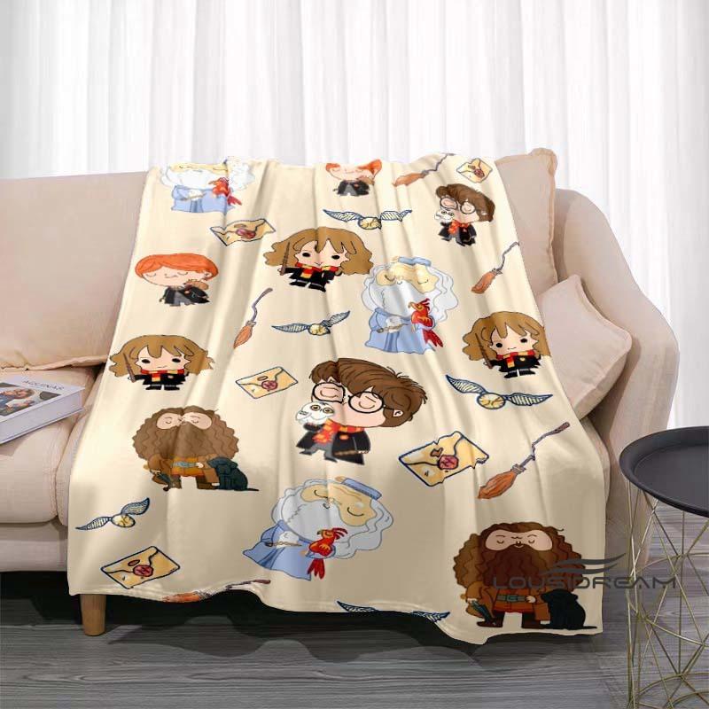 Fantasy Adventure MovieThemed 3D Printed Blanket Harry Potter Warm Cozy Flannel Throw Suitable for Bedrooms Sofas Beds