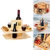 Wooden Picnic Table Portable Food Tray with Wine Glass Holder Mini Snack Tray for Outdoor Events Beach Camping Removable Portable Wine Table
