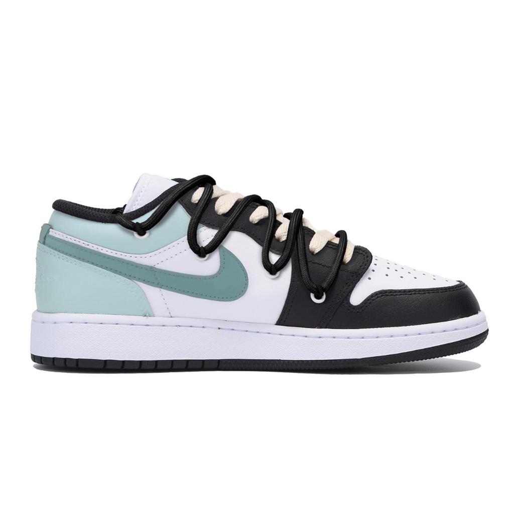 Jordan Air Jordan 1 Puppy Fragment Низкие Винтажные Баскетбольные Кроссовки Мужские Черно-Зеленые 553558-131(Команда85-)