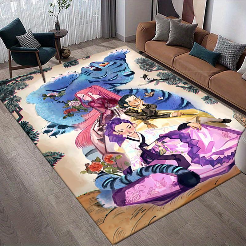 Fantasy Creatures Style Crystal Velvet Rug, Soft Anti‑Slip Crystal Velvet Carpet for Living Room Bedroom Home Decor