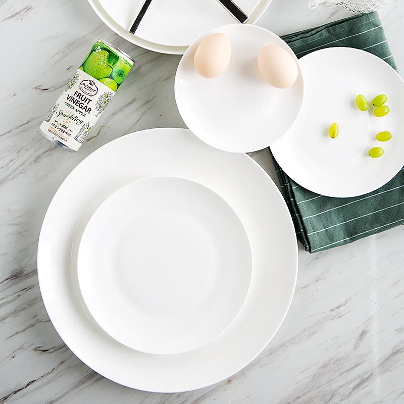 8 дюймов, простые белые костяные фарфоровые старинные круглые глубокие тарелки, белый керамический поднос, японский стиль, обеденная сервировочная тарелка