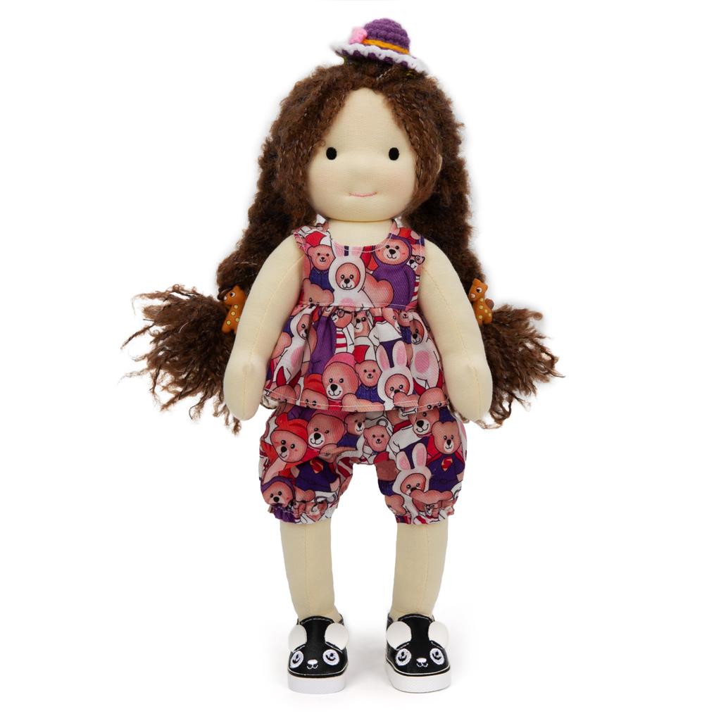 BlissfulPixie Waldorf Doll - Alice, Handmade, 30cm, Soft, Cute Plush Toy for Girls, Perfect for Kids
