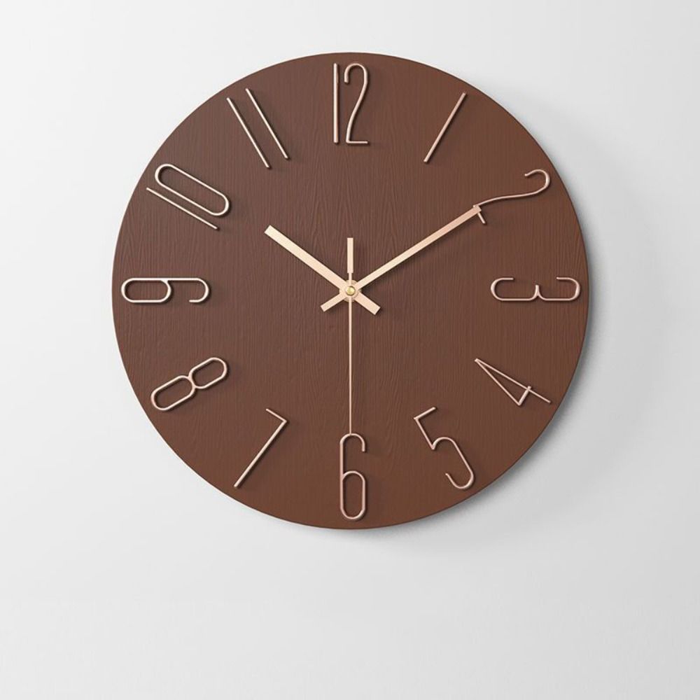 12inch Wood Grain Clock Silent Decorative Wall Clock Elegant Wall Hanging Clock Bedroom