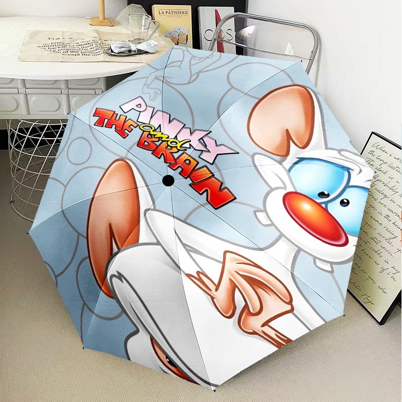Pinky Brain Adventure Umbrella Folding umbrella, automatic umbrella 8-Frame for Travel, camping Use Gift for Halloween Christmas