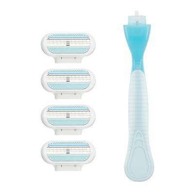 4 шт., безопасная бритва для женщин, 3 лезвия, бритва для лица для женщин, лезвия Trimme Fusion Venus, сменные