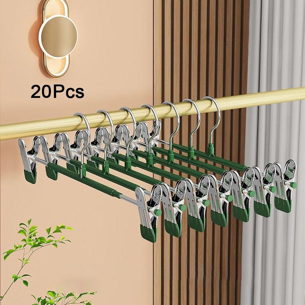 20Pcs Anti-slip Pant Hangers Stainless Steel Pants Clamp Closets Storage Organizer  Living Room