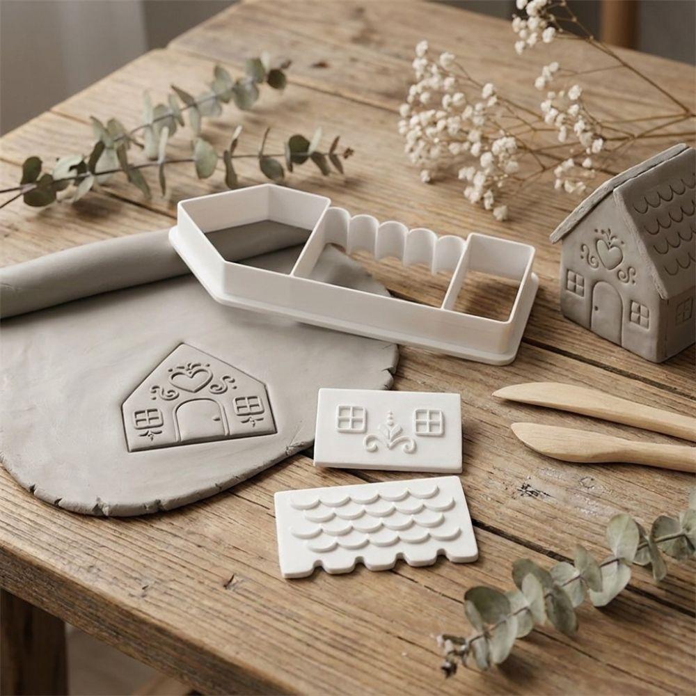 House-Shape House Clay Cutter Molds Plastic Clay House DIY Tool Kit Kid-Friendly