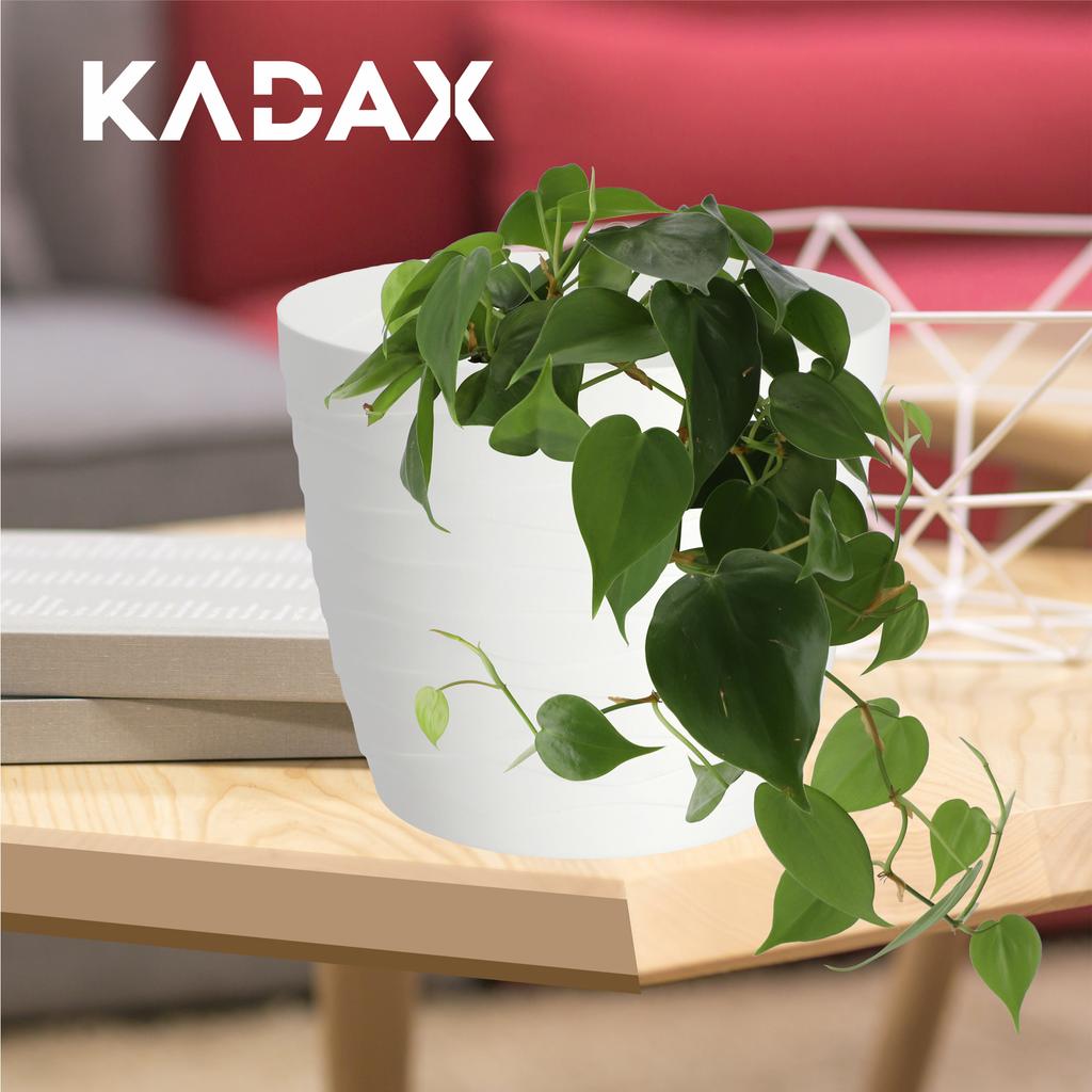 KADAX Doniczka Donica Osłonka Na Kwiaty Biała Okrągła 11cm Plastikowa