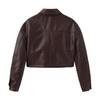 Women’s Jackets Faux Leather Long Sleeves Single Breasted Crop Top Punk  Jacket Short Motorcycle Coat Fashion Out Wear