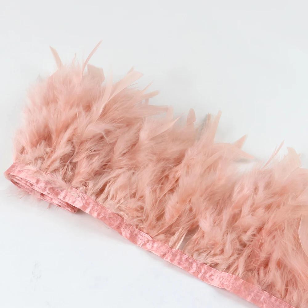 1 метр Натуральная отделка из перьев индейки Высота 10-15 см Свадебная одежда Украшение платья DIY Перьевая лента Швейные поделки