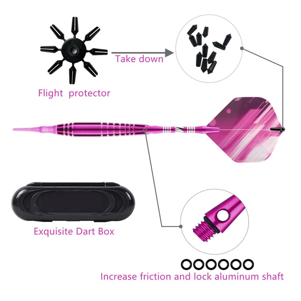 Soft Tip Darts Set PET Flight Aluminum Darts Shafts Brass Barrels Plastic Tip with Storage Box for Professional Beginner