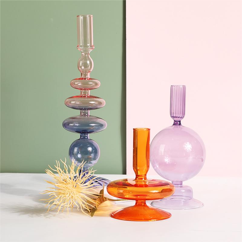 Скандинавские стеклянные подсвечники для вечеринки, стеклянная ваза, украшение для дома, подсвечник на день рождения, подсвечник, воск, Portavelas Decor