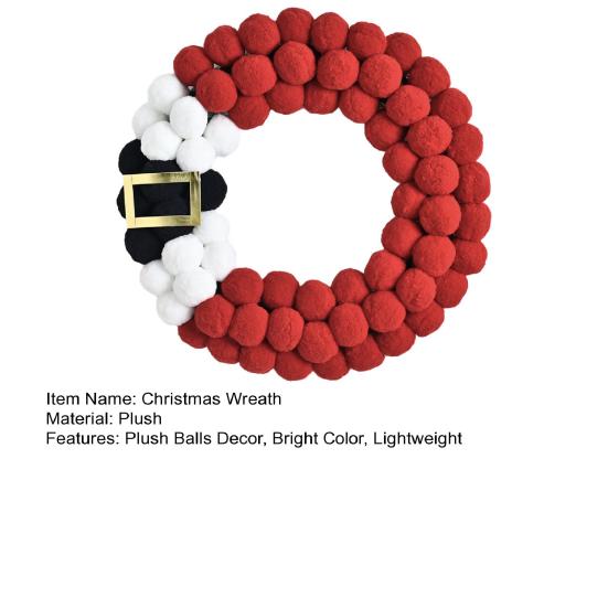 Christmas Wreath Plush Balls Bright Colors Lightweight Festive Atmosphere Wreath Holiday Season Decoration