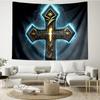 [Custom Name Tapestry]Cross Power Protection Printed Tapestry, Library Bedroom Dormitory Decor Wall Hanging Tapestry