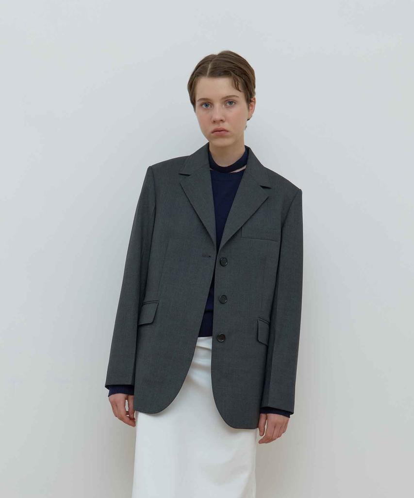 MA JOURNEE Single Hidden Jacket_Melange Gray