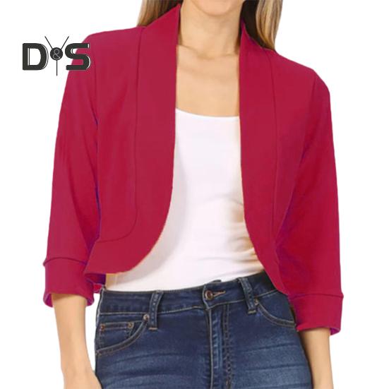 Женский пиджак, короткое пальто, кардиган с открытой строчкой, сплошной цвет, свободная весенне-осенняя куртка с рукавами три четверти, мягкая женская куртка в коммутационном стиле