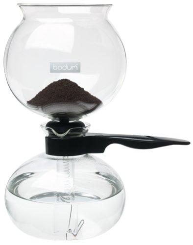 Сифонная кофеварка BODUM PEBO, 1000 мл, Черная, Пластиковый фильтр, Стеклянный колпак, Кофеварка для плиты [Оригинальный продукт] 1208-01