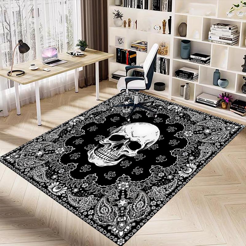 1PC Skull Paisley Extra Large Non Slip Floor carpet, Office, family, bedroom Large Area Rug Indoor Rugs, Vibrant Colors
