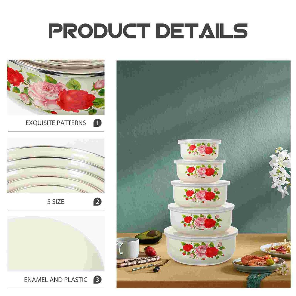 Эмалированная миска для лапши быстрого приготовления, металлические миски с крышками, эмалированная посуда, рамен, пригодный для использования в микроволновой печи