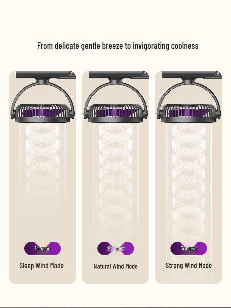 Adjustable Double-Head Fan with Light for Home & Outdoor Use, Multi-functional & Compact