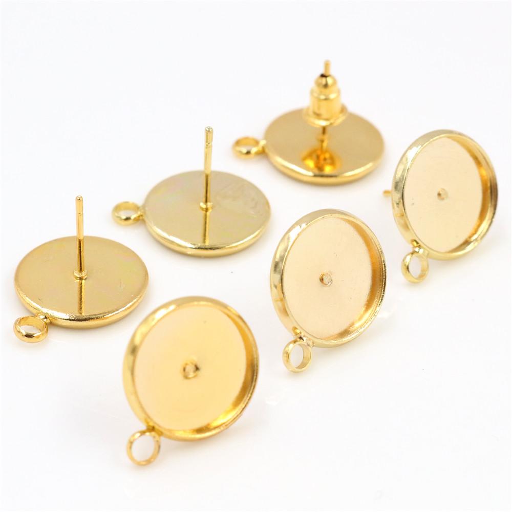8-16mm 10pcs Bronze Silver Gold Colors Earring Studs,Earrings Blank/Base,Fit 8-16mm Glass Cabochons,Buttons;Earring Bezels
