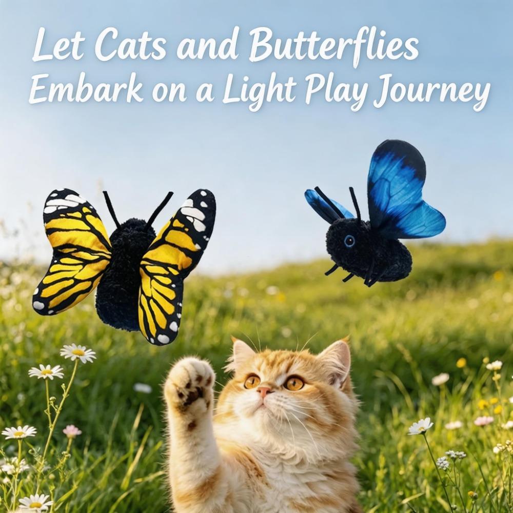 Realistic Wing Motion Flapping Butterfly Toy Rechargeable Interactive Cat Toy Indoor Cats