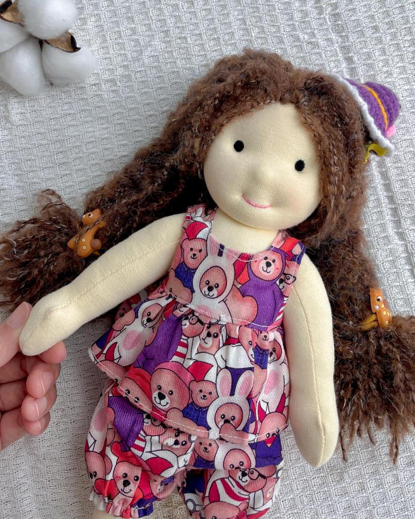 BlissfulPixie Waldorf Doll - Alice, Handmade, 30cm, Soft, Cute Plush Toy for Girls, Perfect for Kids