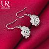 925 Sterling Silver Rose Pendant with Piercing Earrings Fashionable Wedding Jewelry
