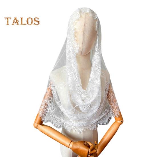 Кружевная фата невесты, прозрачная кружевная тонкая мантилья, цветочная вышивка, чистый цвет, традиционная святая, винтажная, свадебная, выпускной, для особых случаев, головной убор