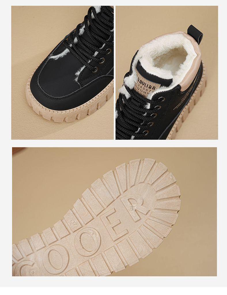 Женская северо-восточная зимняя хлопковая обувь: Уютные, утолщенные, морозостойкие короткие ботинки с бархатной подкладкой для экстремальных температур -40 °C, с мехом и защитой от снега.