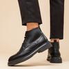 Fashion Brogue Genuine Leather Men's Boots Fashionable Gentleman Style Business Office Outdoor Formal Party Quality Adult Shoes Black