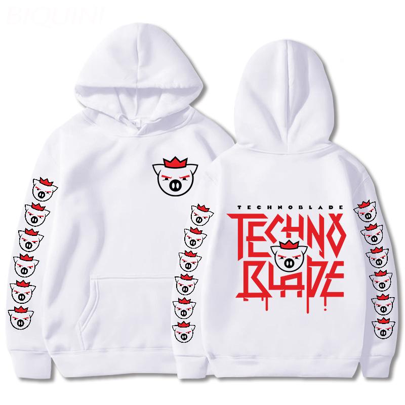 Technoblade Harajuku Аниме Толстовки Толстовки Манга Мультфильм Печатные Повседневные Пуловеры Свободные с капюшоном Унисекс Большие размеры Мужские пальто Уличная одежда