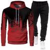 Mens Hooded Sweatshirt Jogger Pants Set Casual Sportswear Outfit