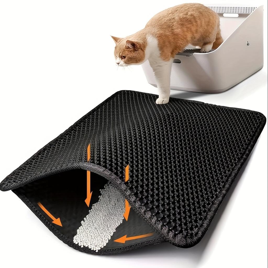 [Waterproof Cat Litter Mat] Odor Control, Waterproof Cat Litter Mat | Beautiful Honeycomb Cat Litter Box Catcher Pad, Double Layer, Urine Waterproof