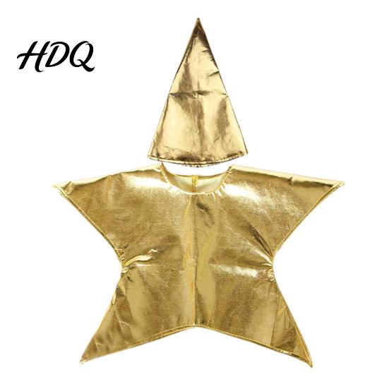 Conical Hat Star Costume Set Silver/Gold Nativity for Kids Christmas Scene Festival Shape Cosplay Outfits Sunday School Church Supply Shiny