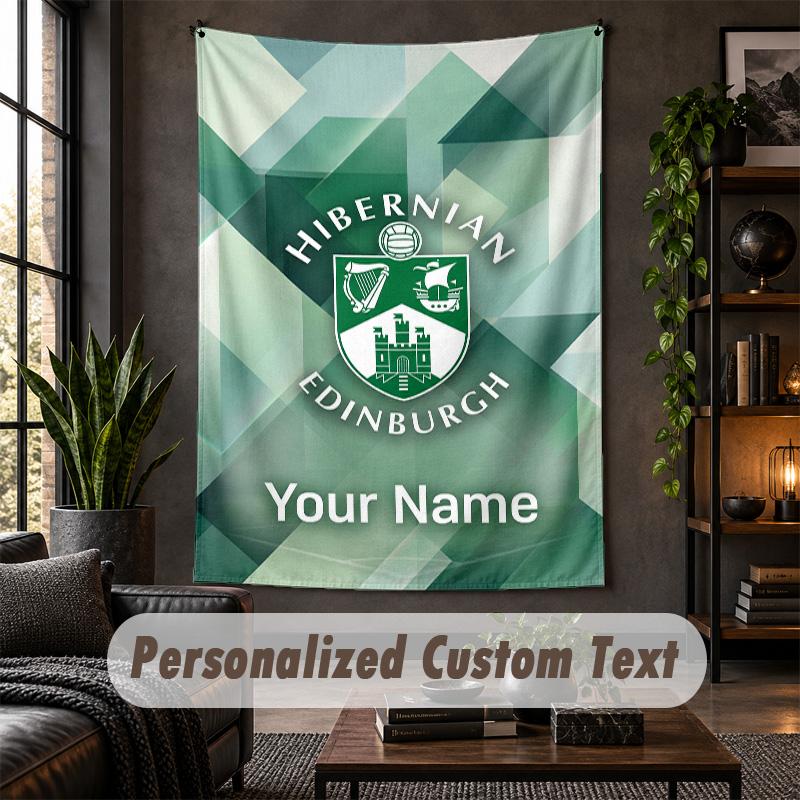 Wall Tapestry Hibernian FC Print Custom Name Text Wall Hanging Home Decor