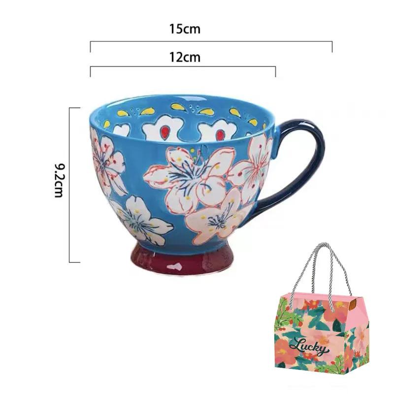 1 шт. 500 мл керамическая чашка расписанная вручную большая емкость чашка для овсянки пригодная для микроволновки керамическая кружка чашка для завтрака подарок на День матери подарочная коробка