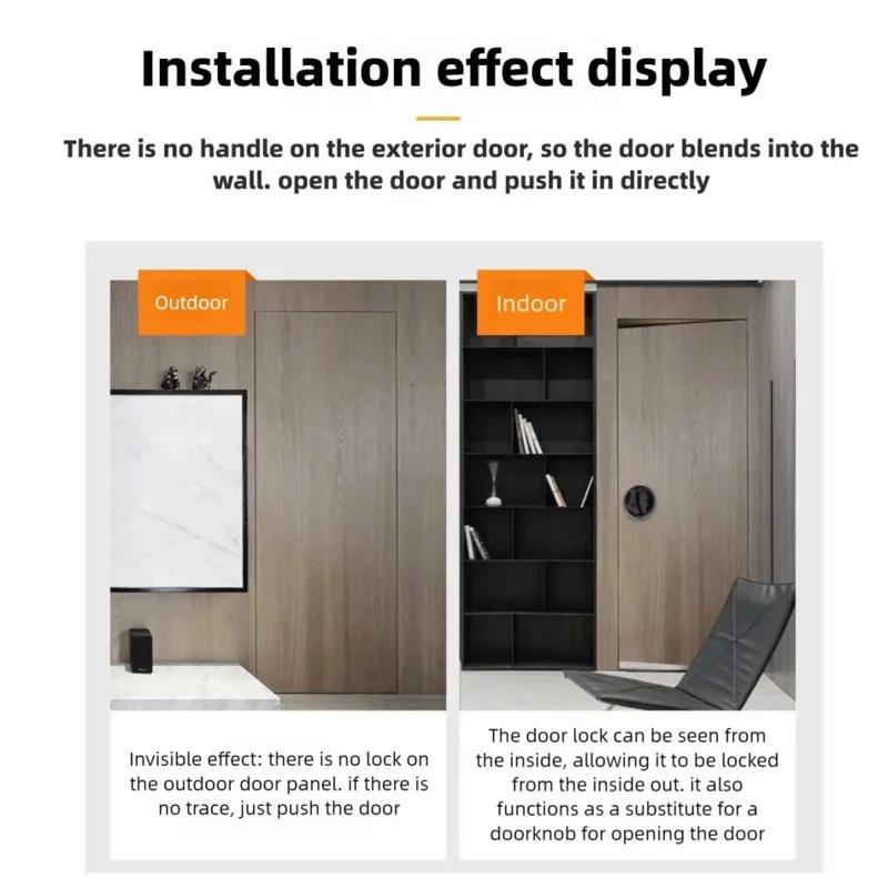 Invisible Recessed Door Lock Stainless Steel Handle Keyless Mechanical Outdoor Fire Proof Home Security Hardware