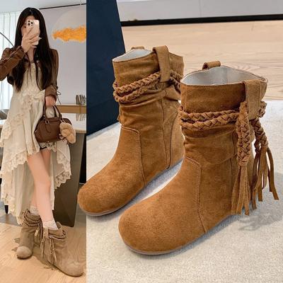 Осень и зима короткие ботинки универсальные 2025 для通勤堆时尚 женские ботинки новые ретро модные модные ботинки ботинки Мартина простые