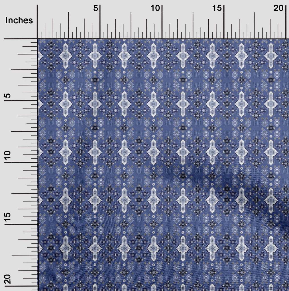 oneOone Cotton Flex Blue Fabric Asian Kilim Craft Projects Decor Fabric Printed By The Yard 40 Inch