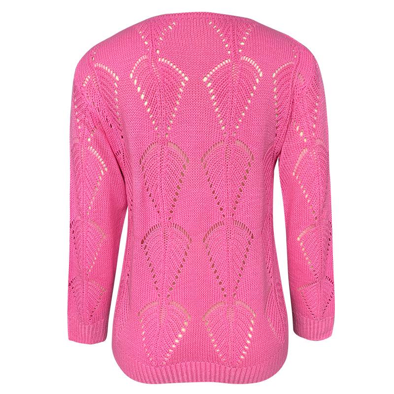 Розовый свитер, женский сексуальный вязаный женский свитер с длинным рукавом, ажурные свитера для женщин, модный осенний джемпер Pull Femme