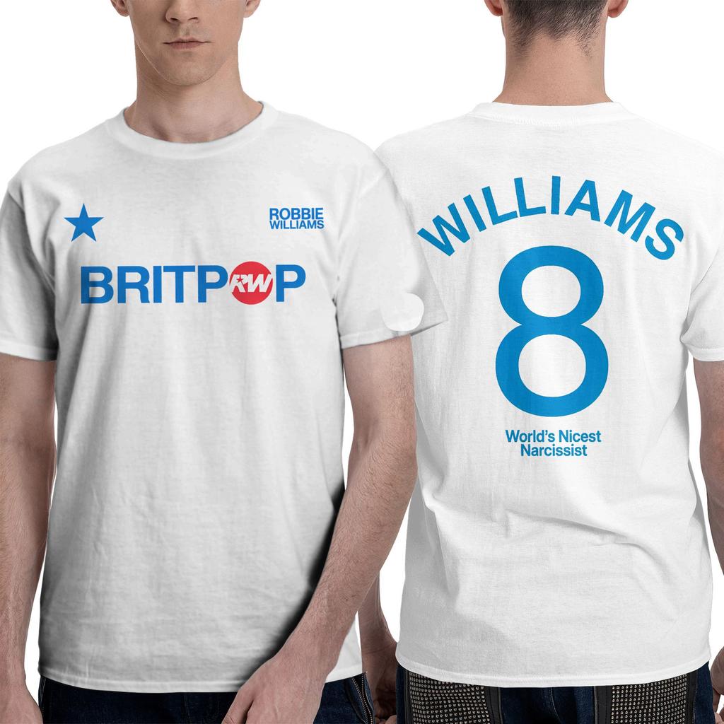 Смешные футболки Robbie Williams Britpop Tour 2025 для мужчин С круглым вырезом 100% хлопок Футболка с коротким рукавом Одежда больших размеров