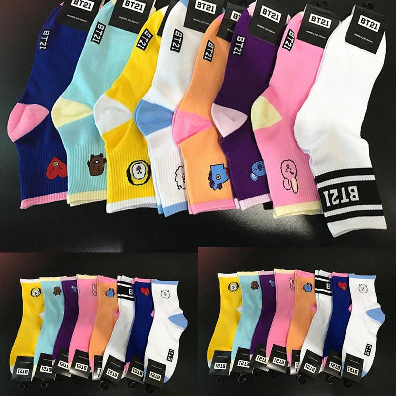 BTS Bangtan Kpop Мальчики Длинные Носки Мультяшная Кукла Chimmy Shooky Высокий Трикотаж